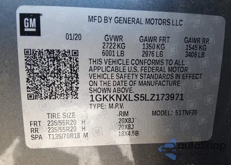 2020 GMC Acadia Awd Denali from USA, damaged, VIN 1GKKNXLS5LZ173971